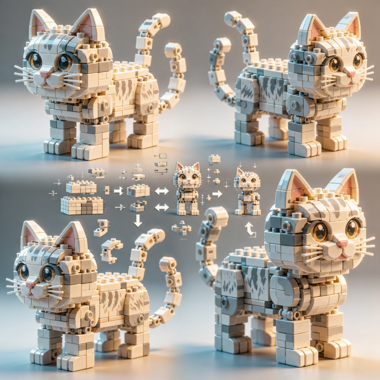CAT Building Block Set — Cute Tabby Cat Model (825 PCS)